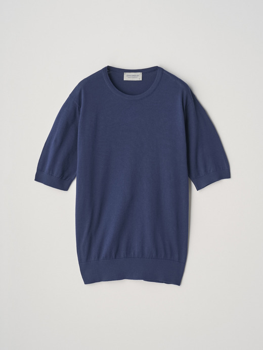 Round neck Short sleeved Sweater | NELL | 30G MODERN FIT 詳細画像 FRENCH NAVY 1
