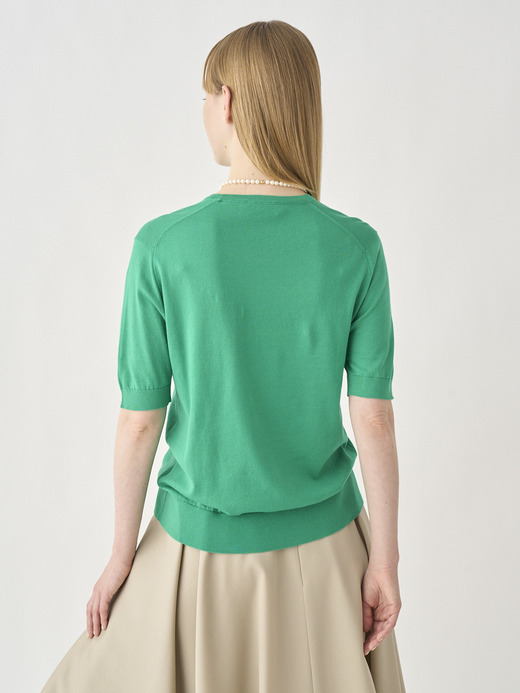 Round neck Short sleeved Sweater | NELL | 30G MODERN FIT 詳細画像 GREEN FLARE 5