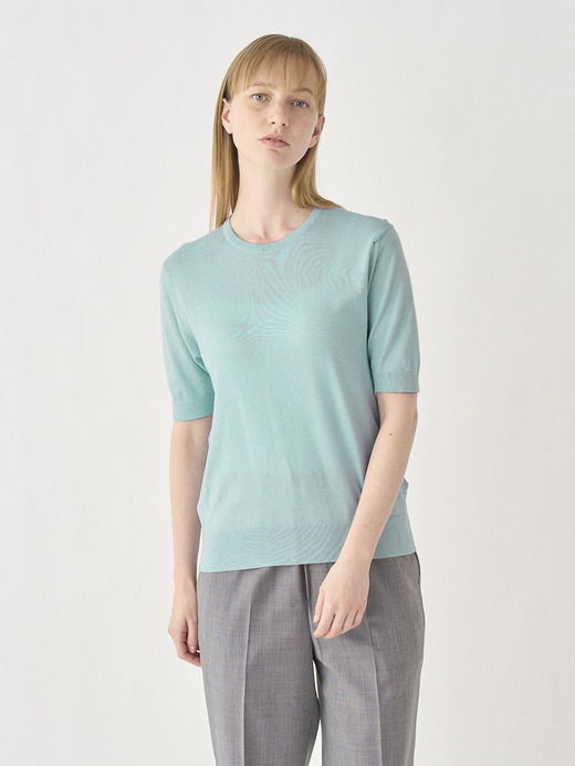 Round neck Short sleeved Sweater | NELL | 30G MODERN FIT 詳細画像 MINT 2