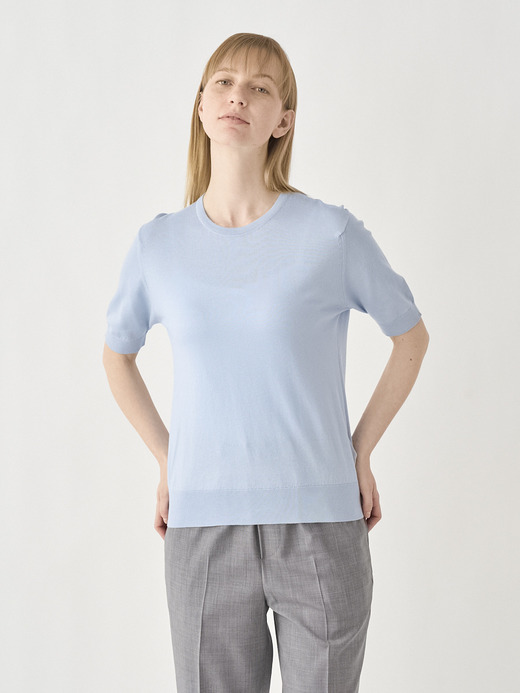 Round neck Short sleeved Sweater | NELL | 30G MODERN FIT 詳細画像 MIRAGE BLUE 3