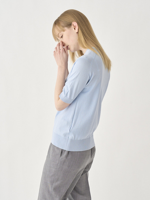 Round neck Short sleeved Sweater | NELL | 30G MODERN FIT 詳細画像 MIRAGE BLUE 6