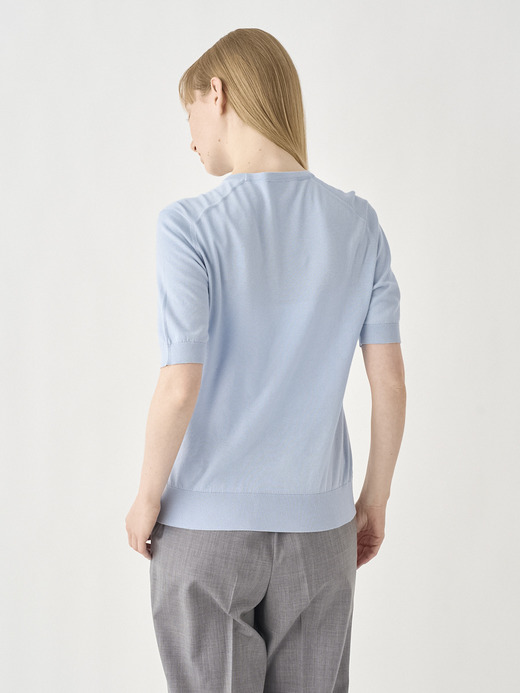 Round neck Short sleeved Sweater | NELL | 30G MODERN FIT 詳細画像 MIRAGE BLUE 7