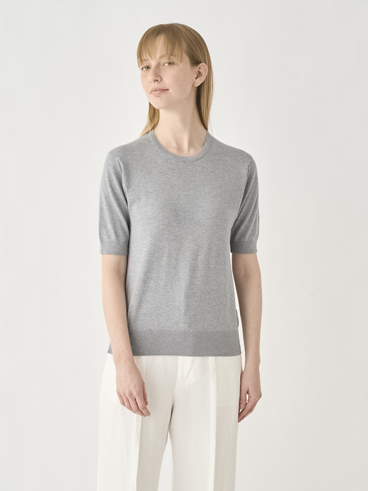 Round neck Short sleeved Sweater | NELL | 30G MODERN FIT 詳細画像 SILVER 3