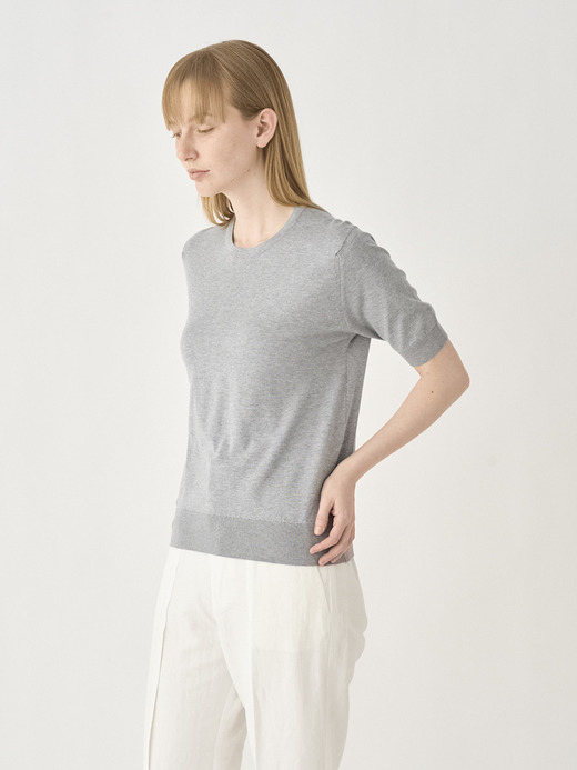Round neck Short sleeved Sweater | NELL | 30G MODERN FIT 詳細画像 SILVER 5