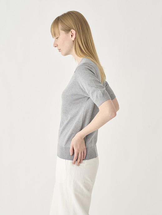 Round neck Short sleeved Sweater | NELL | 30G MODERN FIT 詳細画像 SILVER 6
