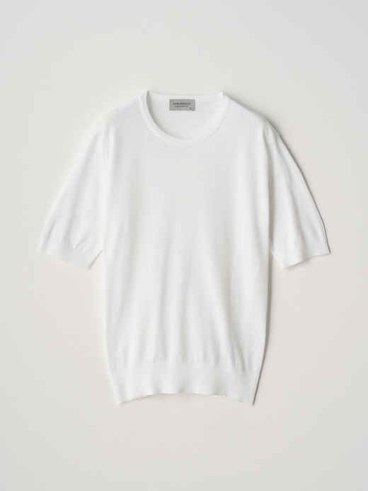 Round neck Short sleeved Sweater | NELL | 30G MODERN FIT 詳細画像 WHITE 1