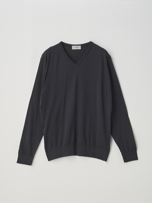 High V-neck Long sleeved Pullover | OSMOND | 30G MODERN FIT 詳細画像 BLACK 1