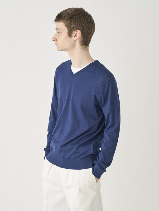 High V-neck Long sleeved Pullover | OSMOND | 30G MODERN FIT 詳細画像 FRENCH NAVY 1