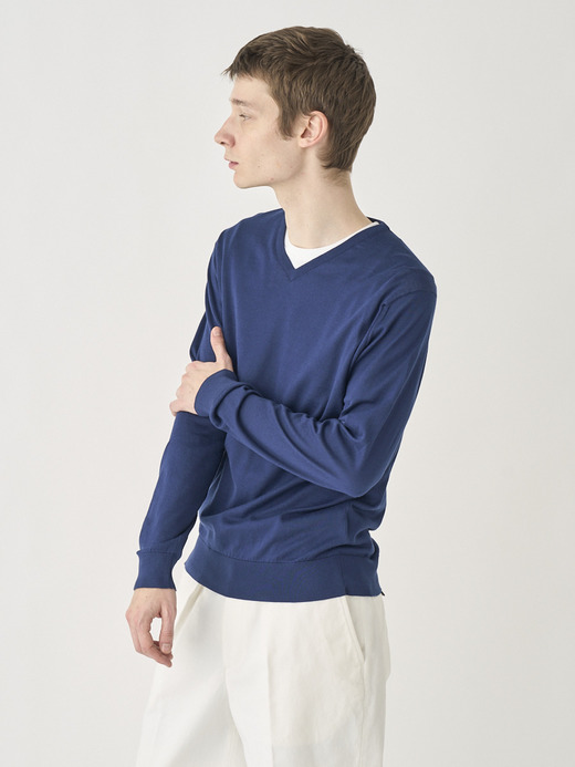 High V-neck Long sleeved Pullover | OSMOND | 30G MODERN FIT 詳細画像 FRENCH NAVY 3
