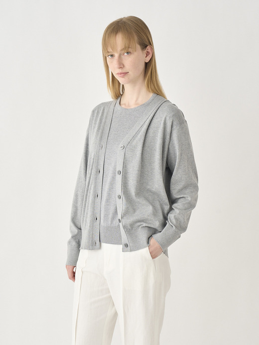 V-neck Long sleeved Cardigan | S4620 | 30G COMMON FIT 詳細画像 SILVER 1