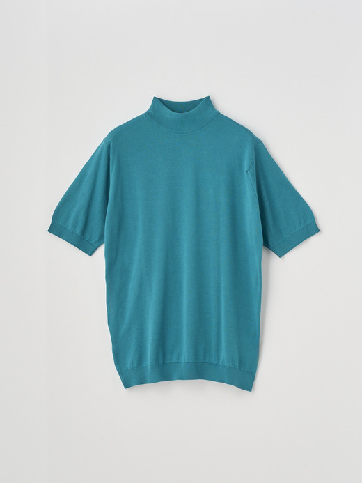 Mock turtle neck Short sleeved Pullover | S4627 | 30G 詳細画像 ATOLL TEAL 1