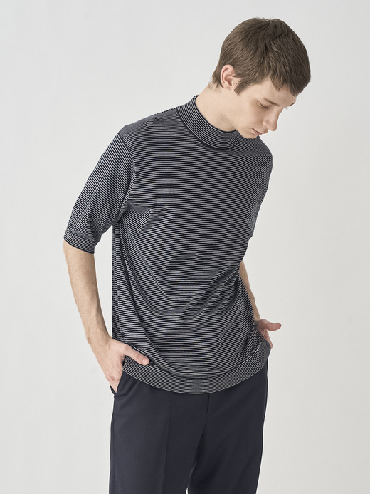 Striped Mock turtle neck Short sleeved Pullover | S4630 | 30G 詳細画像 NO5(S4630) 5