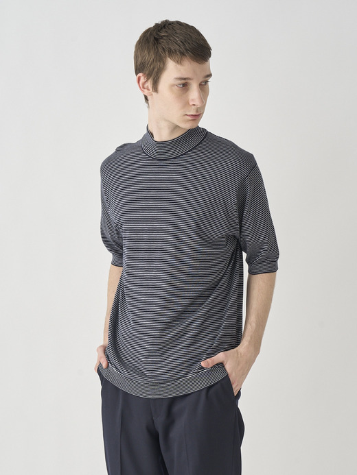 Striped Mock turtle neck Short sleeved Pullover | S4630 | 30G 詳細画像 NO5(S4630) 7
