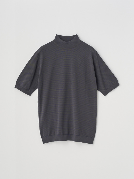 Striped Mock turtle neck Short sleeved Pullover | S4630 | 30G 詳細画像 NO9(S4630) 1