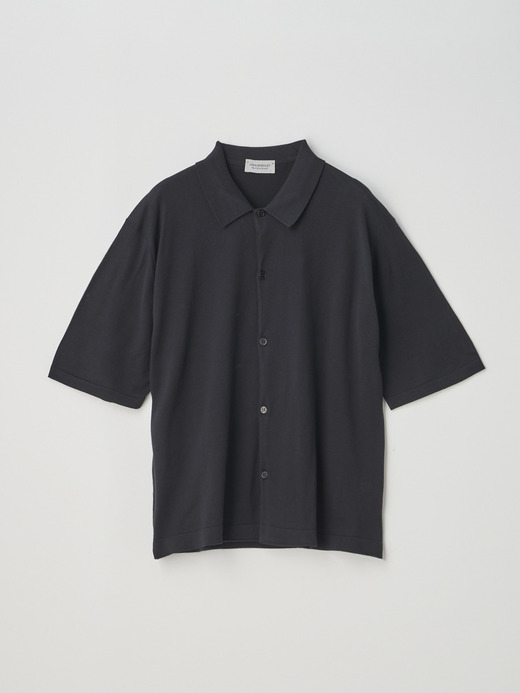  Short sleeved Welt hem Shirt Cardigan | S4674 | 30G 詳細画像 BLACK 1