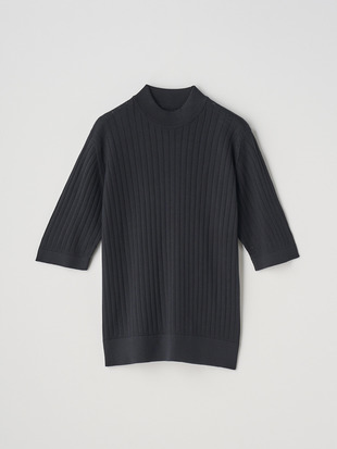Mock turtle neck Short sleeved Rib Sweater | S4684 | 30G