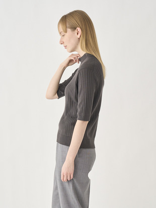 Mock turtle neck Short sleeved Rib Sweater | S4684 | 30G