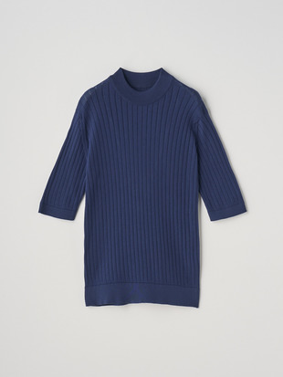 Mock turtle neck Short sleeved Rib Sweater | S4684 | 30G