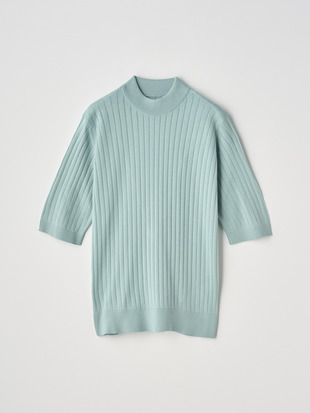 Mock turtle neck Short sleeved Rib Sweater | S4684 | 30G