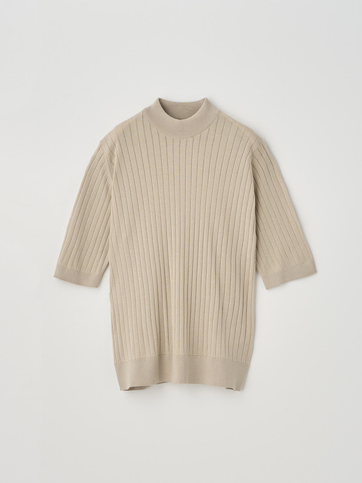Mock turtle neck Short sleeved Rib Sweater | S4684 | 30G 詳細画像 ALMOND 1