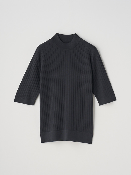 Mock turtle neck Short sleeved Rib Sweater | S4684 | 30G 詳細画像 BLACK 1