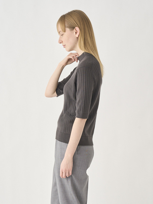 Mock turtle neck Short sleeved Rib Sweater | S4684 | 30G 詳細画像 CHOCOLAT 1