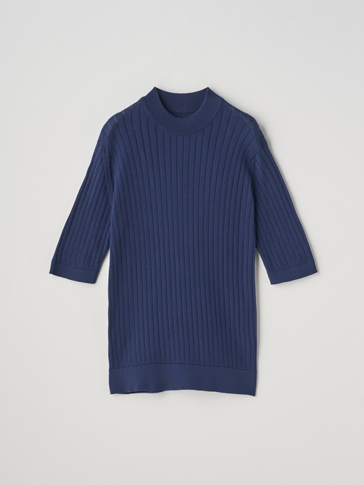 Mock turtle neck Short sleeved Rib Sweater | S4684 | 30G 詳細画像 FRENCH NAVY 1