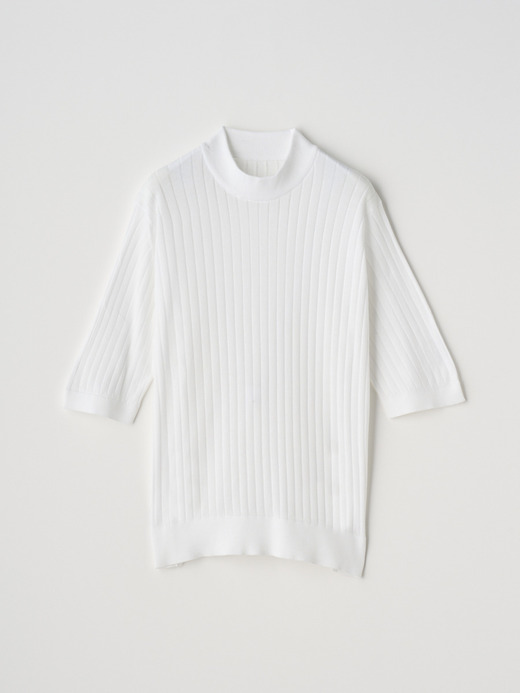 Mock turtle neck Short sleeved Rib Sweater | S4684 | 30G 詳細画像 WHITE 1