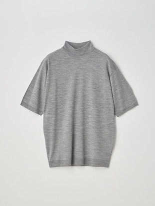 ［Merino Wool］モックネック半袖ニットプルオーバー | S4700 | 30G