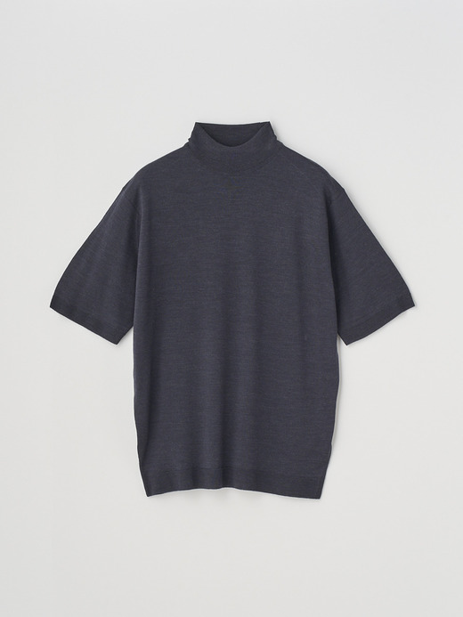 ［Merino Wool］モックネック半袖ニットプルオーバー | S4700 | 30G 詳細画像 HEPBURN SMOKE 1