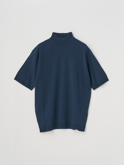 ［Merino Wool］モックネック半袖ニットプルオーバー | S4700 | 30G 詳細画像 ORION GREEN 1