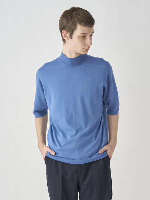 [Merino wool] Mock turtle neck Pullover | S4700 | 30G 詳細画像 RIVIERA BLUE 1