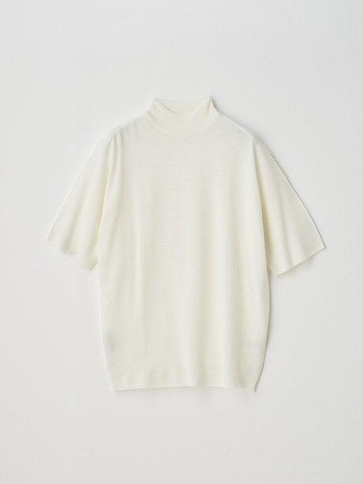 ［Merino Wool］モックネック半袖ニットプルオーバー | S4700 | 30G 詳細画像 SNOW WHITE 1