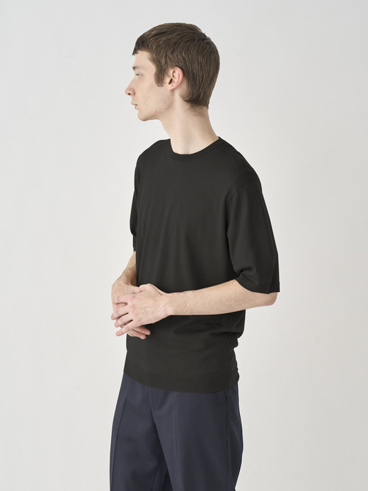 [Merino wool] Crew neck T-shirt | S4701 | 30G 詳細画像 BLACK 1