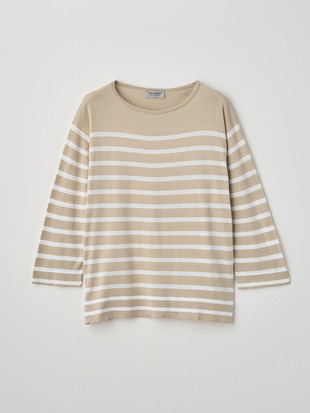 Striped Boat neck 3/4 length sleeved Sweater | SHEA | 30G