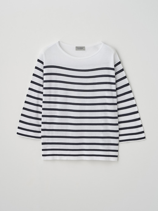 Striped Boat neck 3/4 length sleeved Sweater | SHEA | 30G 詳細画像 NO2(SHEA) 1
