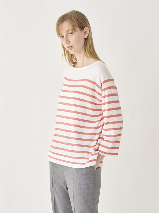 Striped Boat neck 3/4 length sleeved Sweater | SHEA | 30G 詳細画像 NO4(SHEA) 3