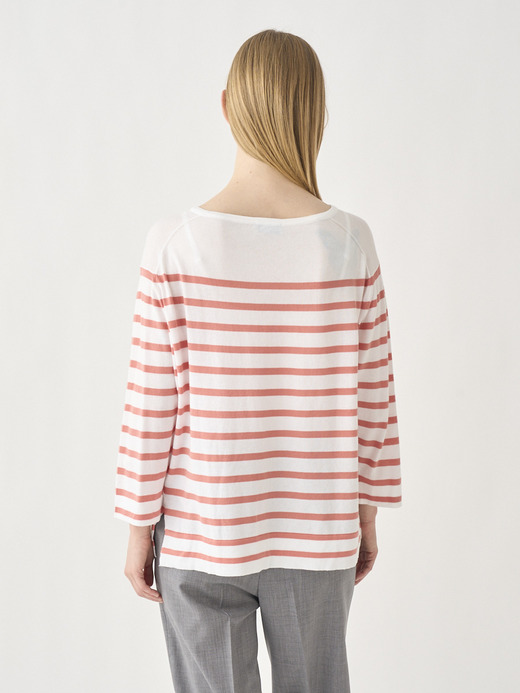 Striped Boat neck 3/4 length sleeved Sweater | SHEA | 30G 詳細画像 NO4(SHEA) 6