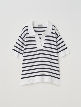 Striped Open welt hem Shirt | SOLA | 30G