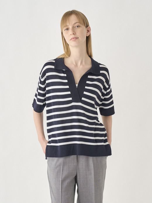 Striped Open welt hem Shirt | SOLA | 30G 詳細画像 NO3(SOLA) 1