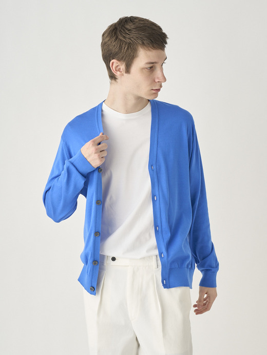 V-neck Long sleeved Cardigan | WISTING | 30G MODERN FIT 詳細画像 ELECTRIC BLUE 3