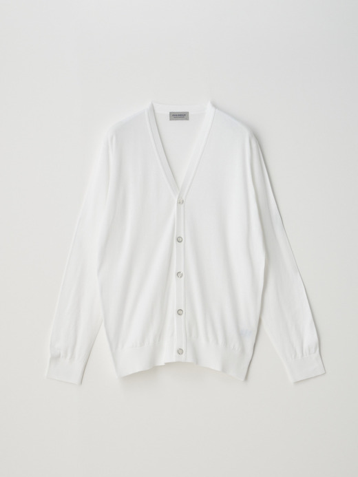 V-neck Long sleeved Cardigan | WISTING | 30G MODERN FIT 詳細画像 WHITE 1
