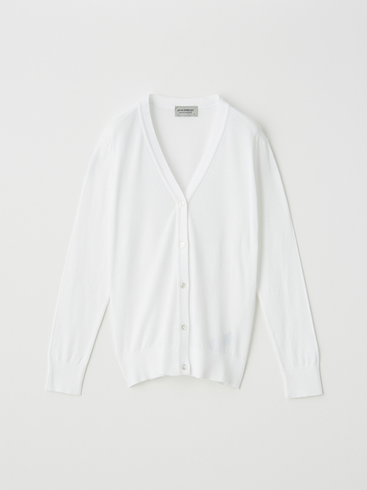 V-neck Long sleeved Cardigan | YASMIN | 30G MODERN FIT 詳細画像 WHITE 1