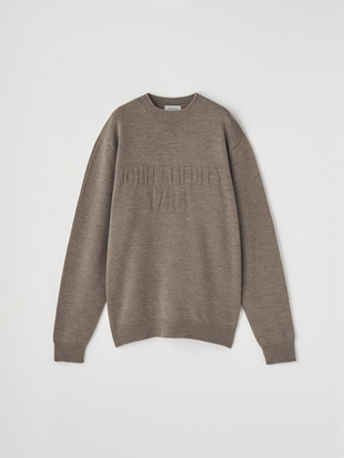 JSロゴインターシャ クルーネック長袖ニットプルオーバー | 1784S | 7G EASY FIT