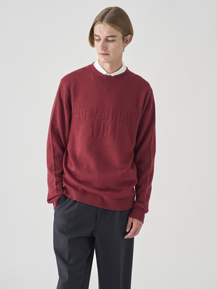 JSロゴインターシャ クルーネック長袖ニットプルオーバー | 1784S | 7G EASY FIT