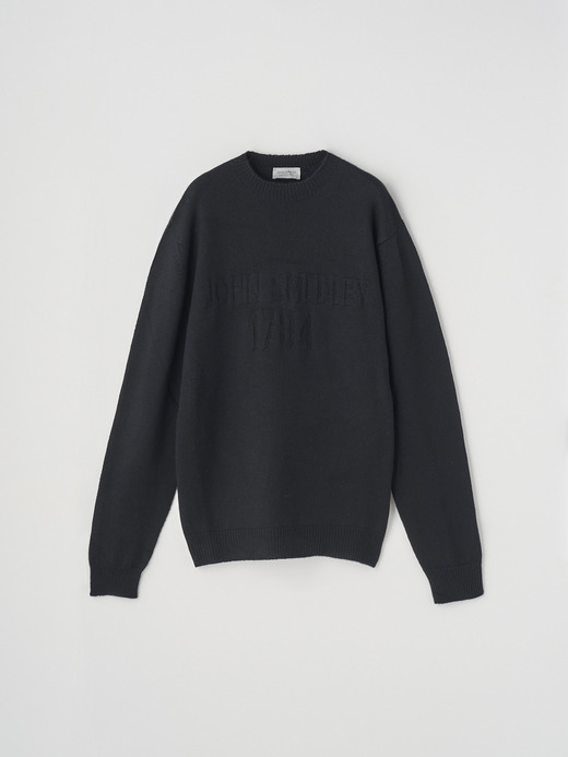 JSロゴインターシャ クルーネック長袖ニットプルオーバー | 1784S | 7G EASY FIT 詳細画像 BLACK 1