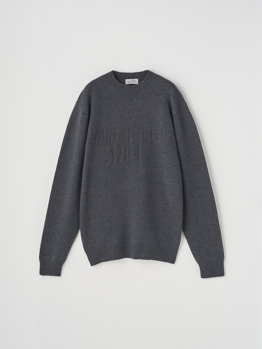 JSロゴインターシャ クルーネック長袖ニットプルオーバー | 1784S | 7G EASY FIT 詳細画像 CHARCOAL 1