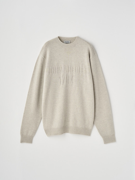 JSロゴインターシャ クルーネック長袖ニットプルオーバー | 1784S | 7G EASY FIT 詳細画像 GREY FLEECE 1