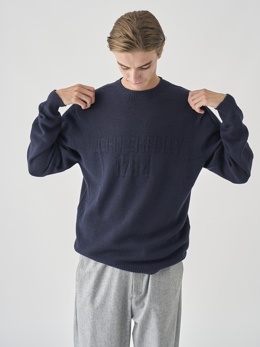 JSロゴインターシャ クルーネック長袖ニットプルオーバー | 1784S | 7G EASY FIT 詳細画像 MIDNIGHT 6