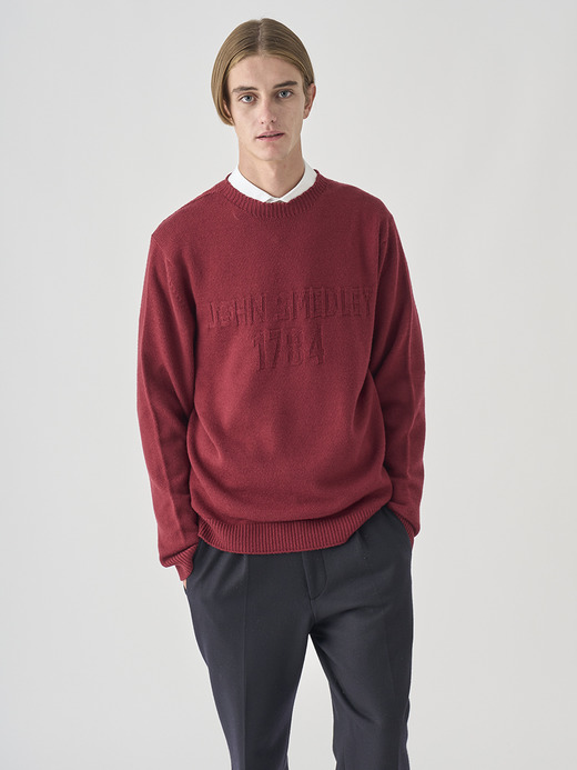 JSロゴインターシャ クルーネック長袖ニットプルオーバー | 1784S | 7G EASY FIT 詳細画像 WOOLF RED 3